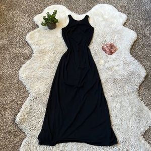 Sleek high neck black dress